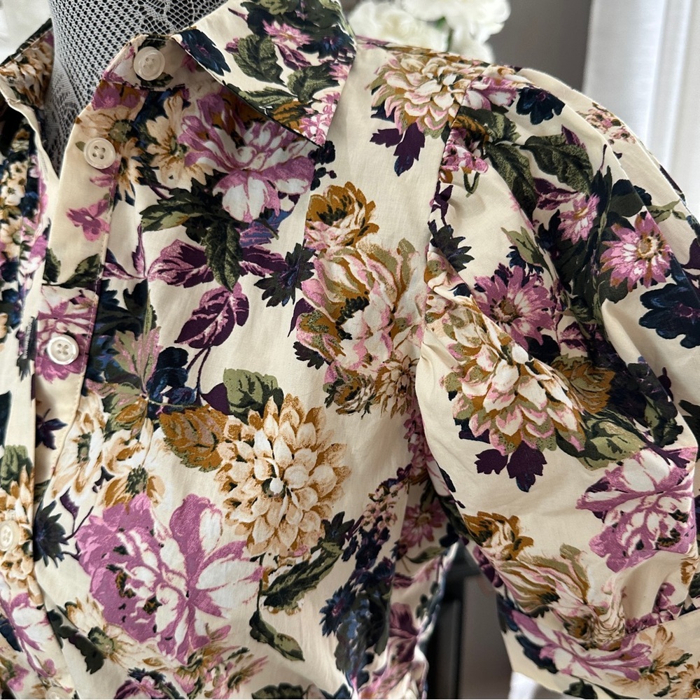Who What Wear Puff Sleeve Floral Button Front Dress XS Belted Pockets Size XS/S - Picture 4 of 16